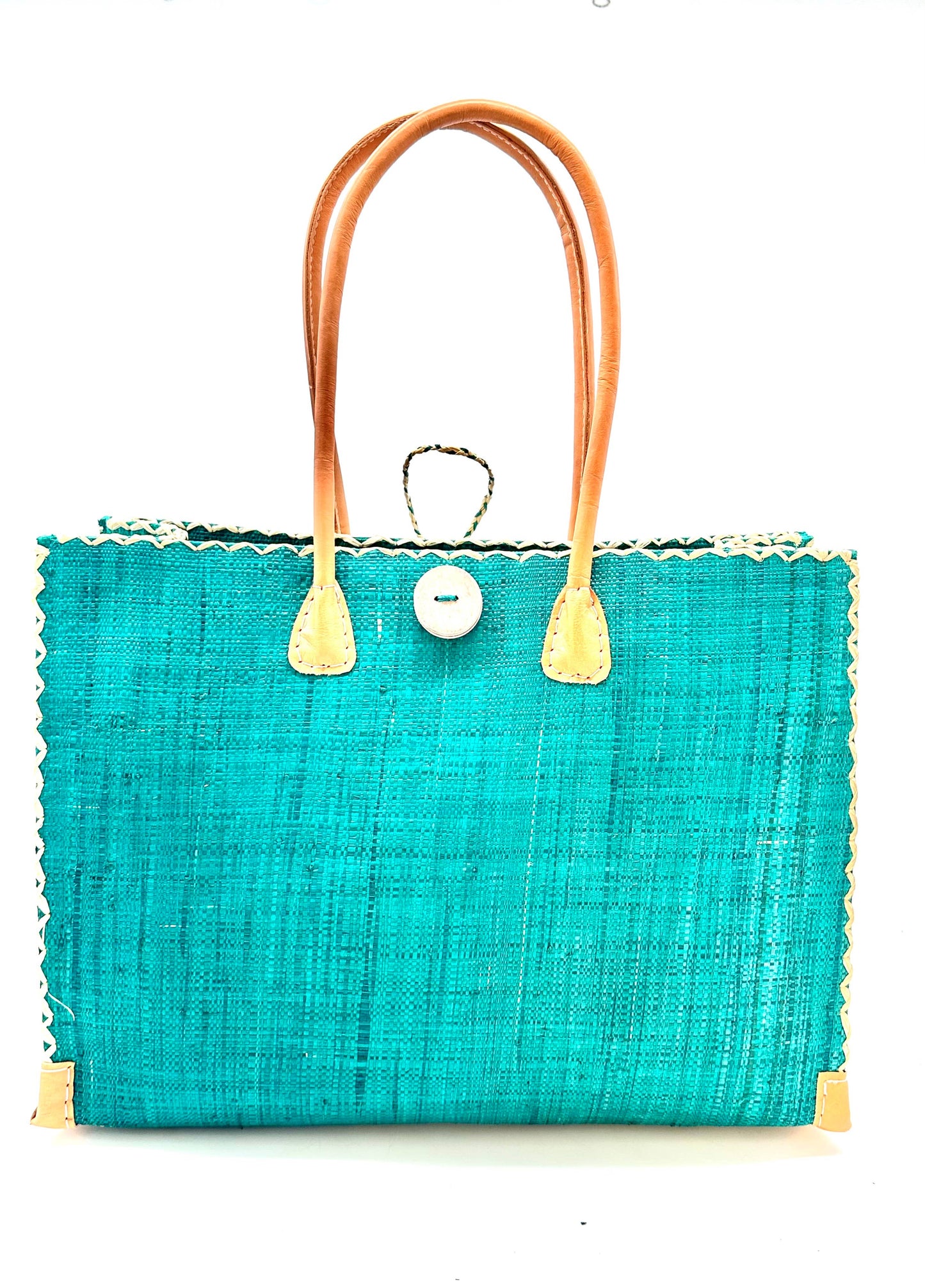 Zafran Solid Straw Beach Bag with Plastic Liner