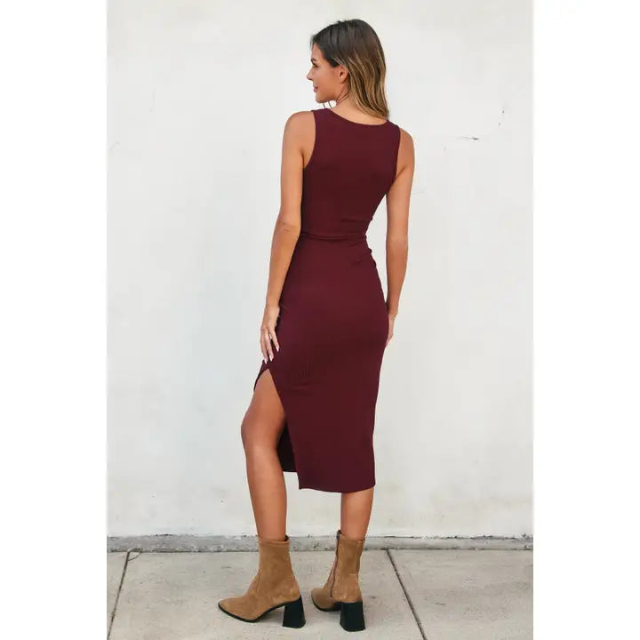 Keep It Simple Square Neck Bodycon Midi Dress