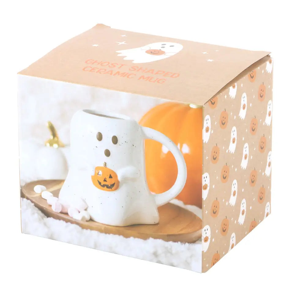Ghost Shaped Halloween Mug With Pumpkin