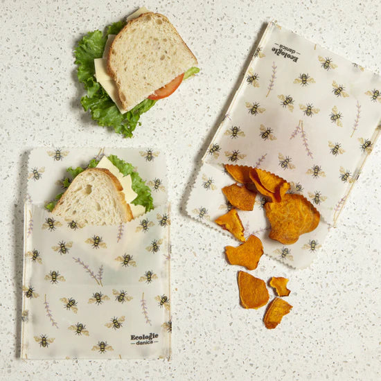 Bees Beeswax Sandwich Bags Set of 2