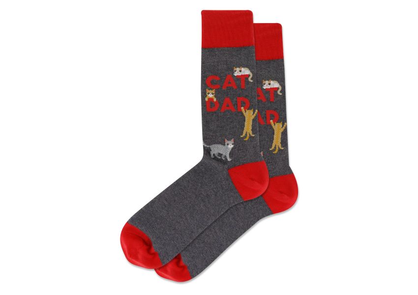 HOTSOX Men's Cat Dad Crew Sock
