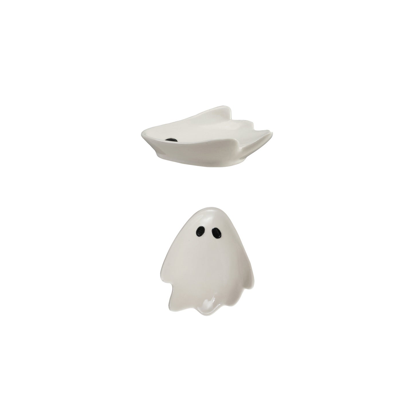 Stoneware Ghost Shaped Dish, White & Black