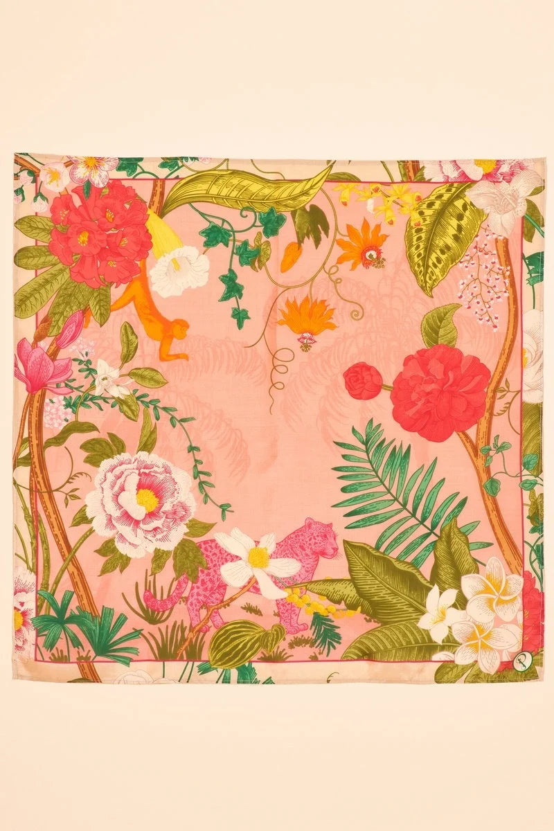 Summer Garden Scarf - 100% Silk Small Square