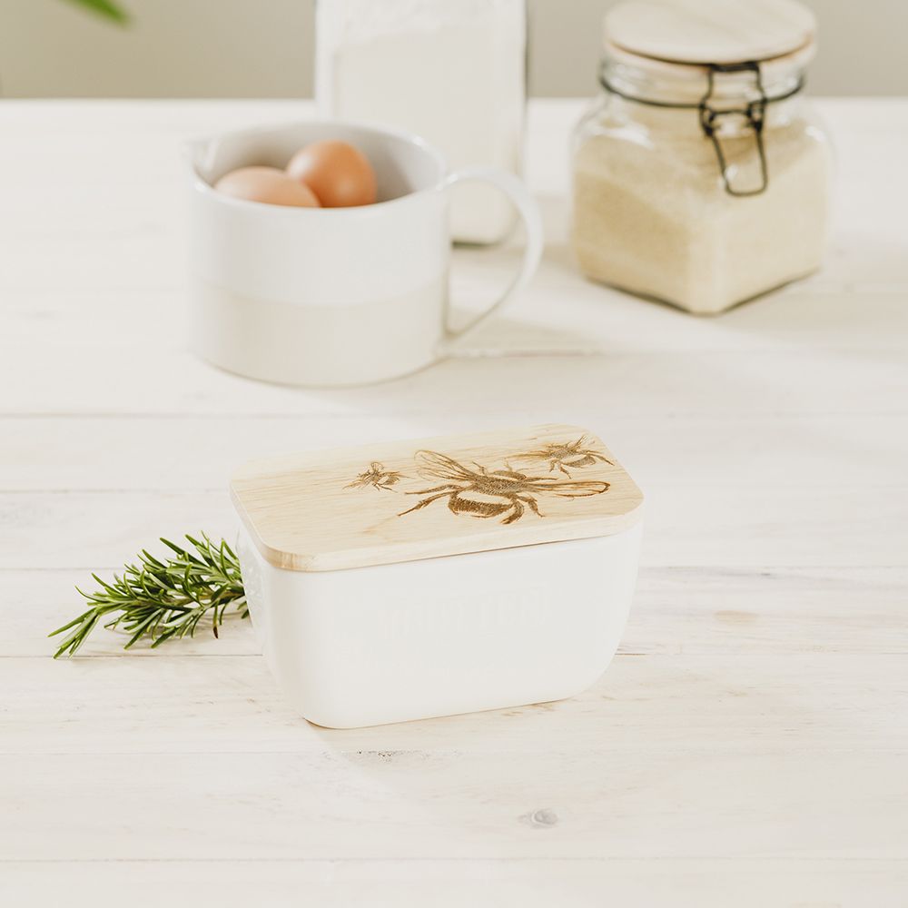 White Butter Dish | Bee