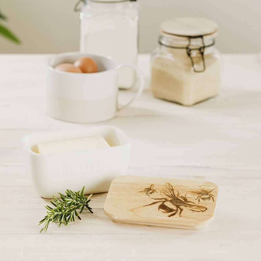 White Butter Dish | Bee