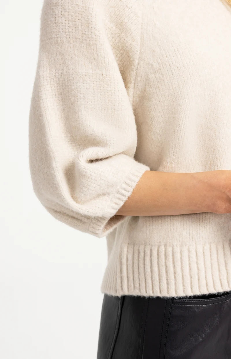 Sweater with Textured Balloon Sleeves
