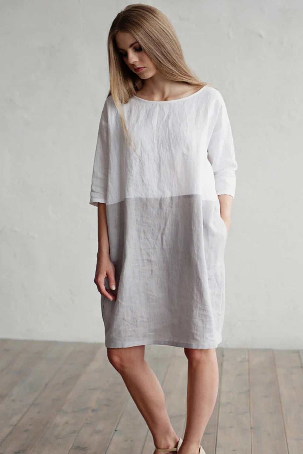 Color Block Linen Dress | ADRIA