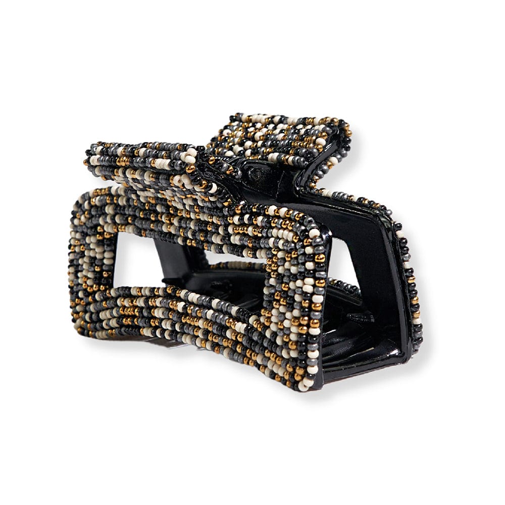 Lola Confetti Beaded Hair Claw Clip Black and White