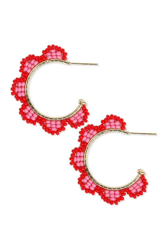 Luna Beaded Scallop Gold Hoop