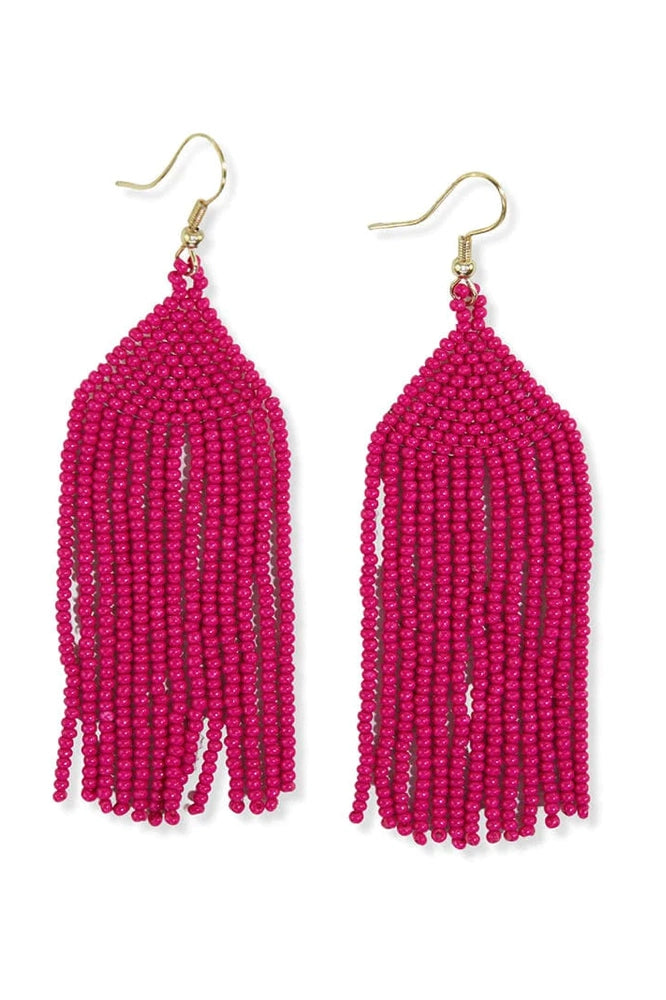 Michele Solid Beaded Fringe Earrings