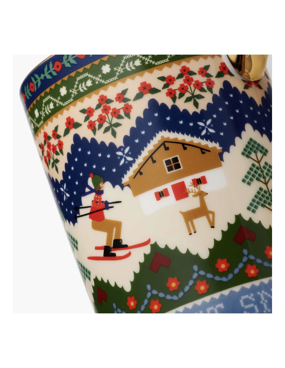 Ski Chalet Holiday Porcelain Mug