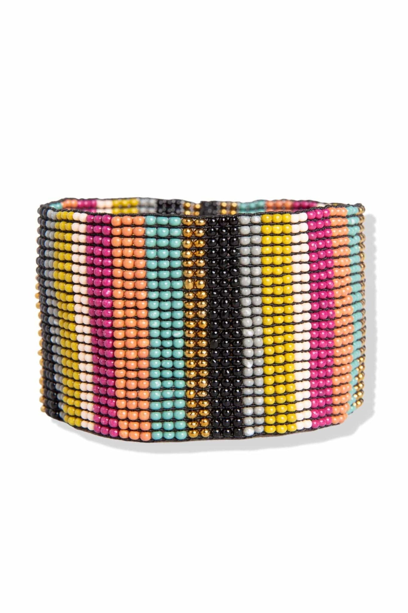 Penelope Vertical Stripe Beaded Stretch Bracelet
