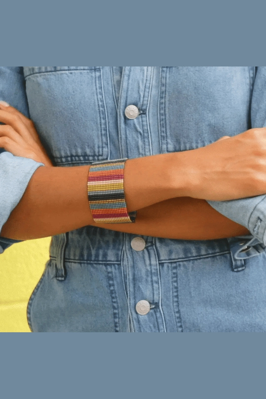 Penelope Vertical Stripe Beaded Stretch Bracelet