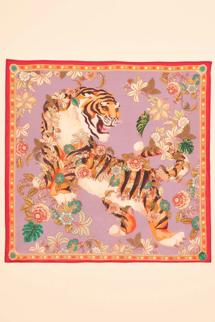 Tiger Scarf - 100% Silk Small Square