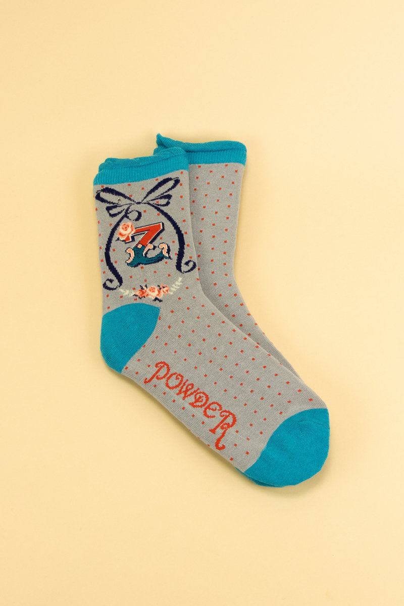 A-Z Monogram Ankle Socks | Assorted
