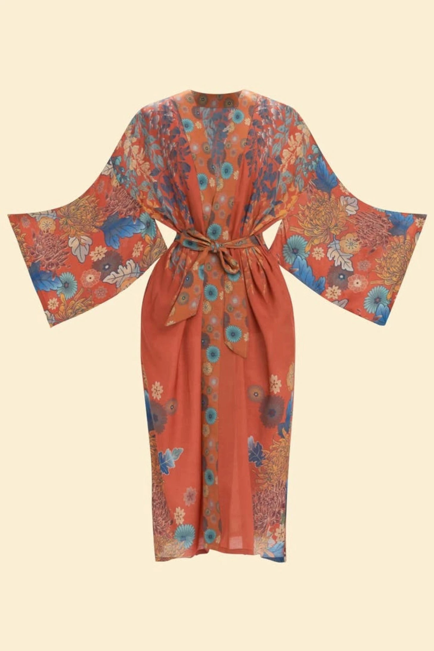 Trailing WIseria Kimono Gown in Terrocatta