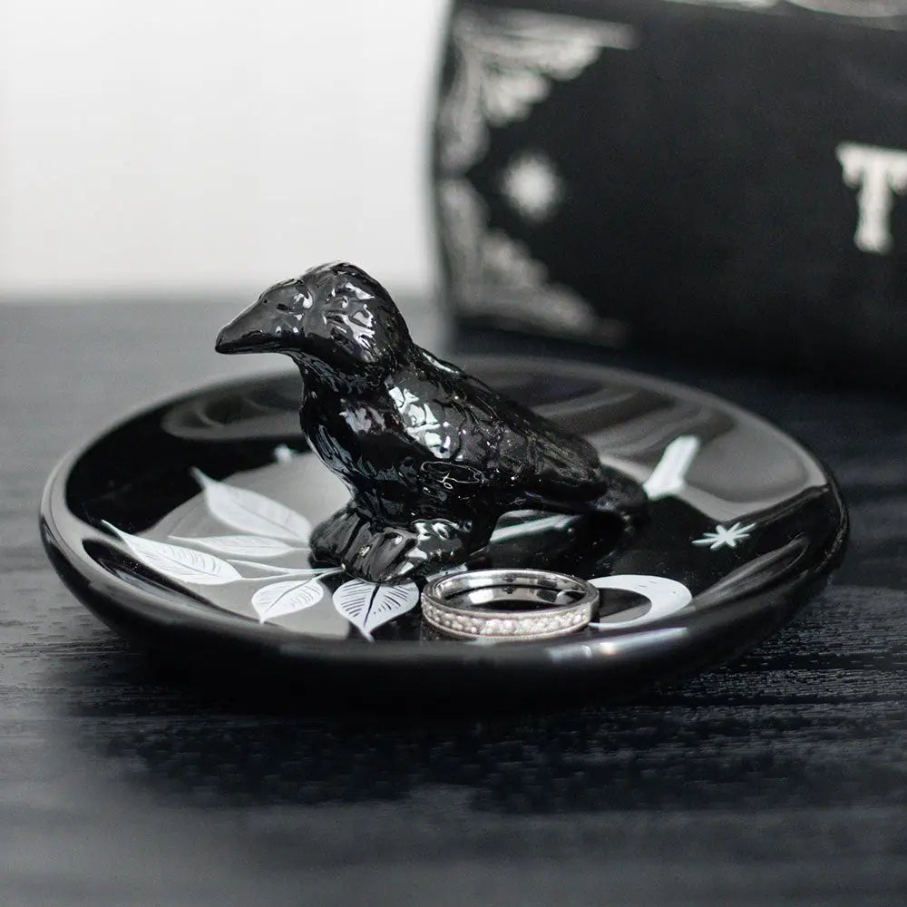 Mystic Raven Gothic Halloween Trinket Dish