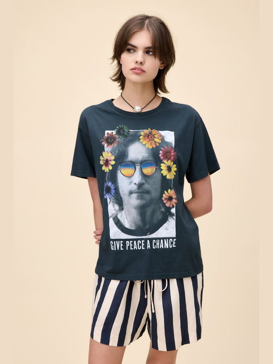 John Lennon Give Peace A Chance Boyfriend Tee