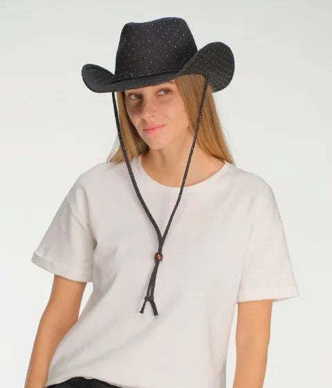 Denim and Rhinestone Cowboy Hat