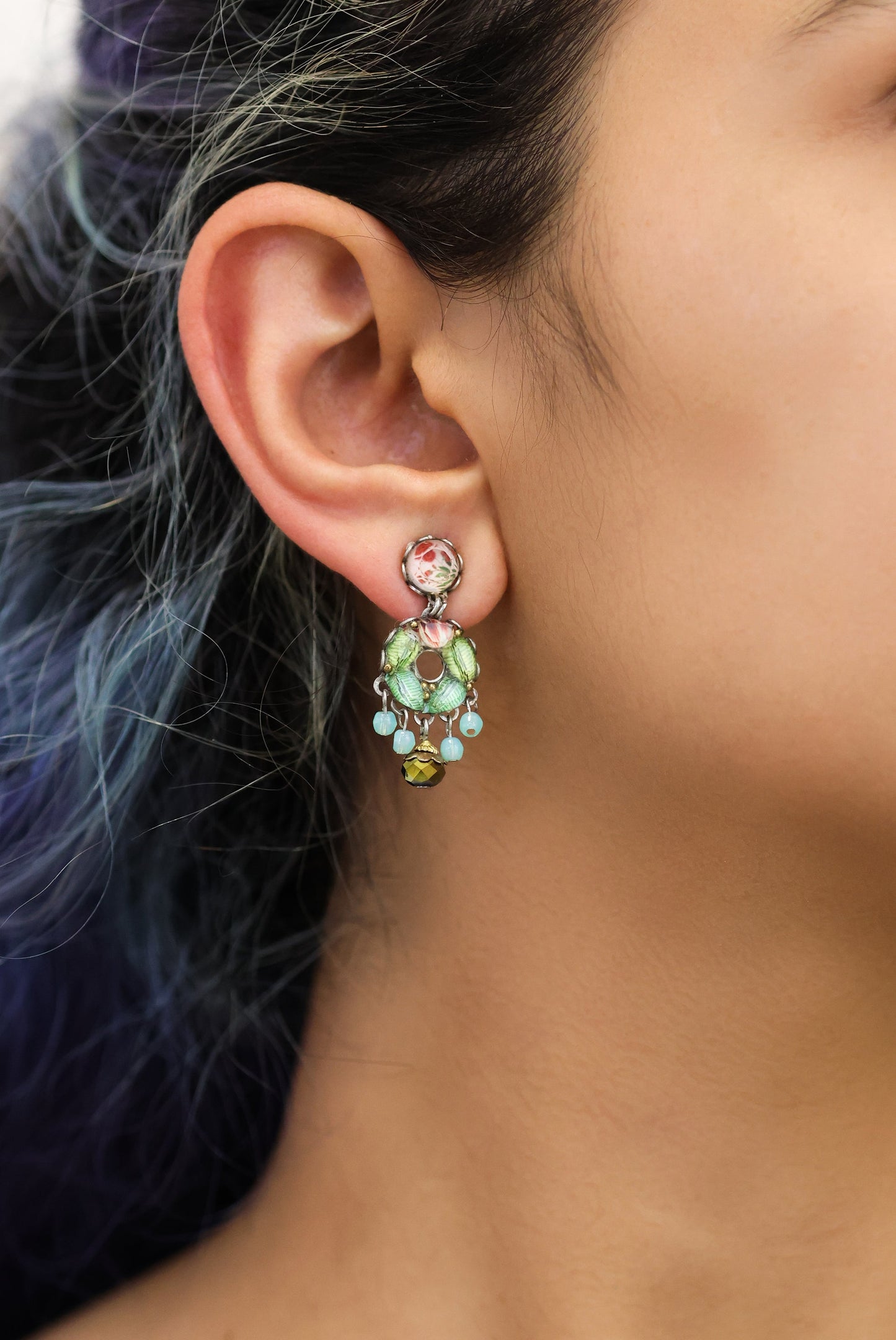 Gipsy Earrings Flower Garden Set, Fern