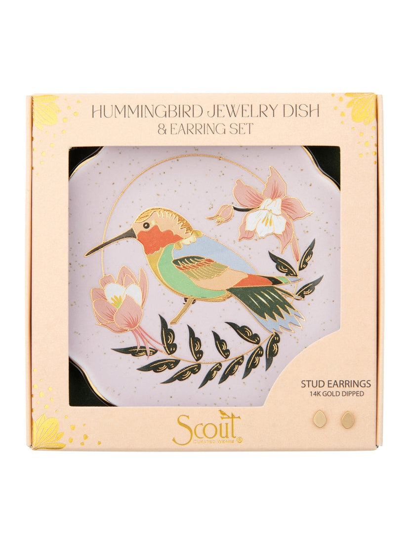 Jewelry Dish & Earring Set | Hummingbird