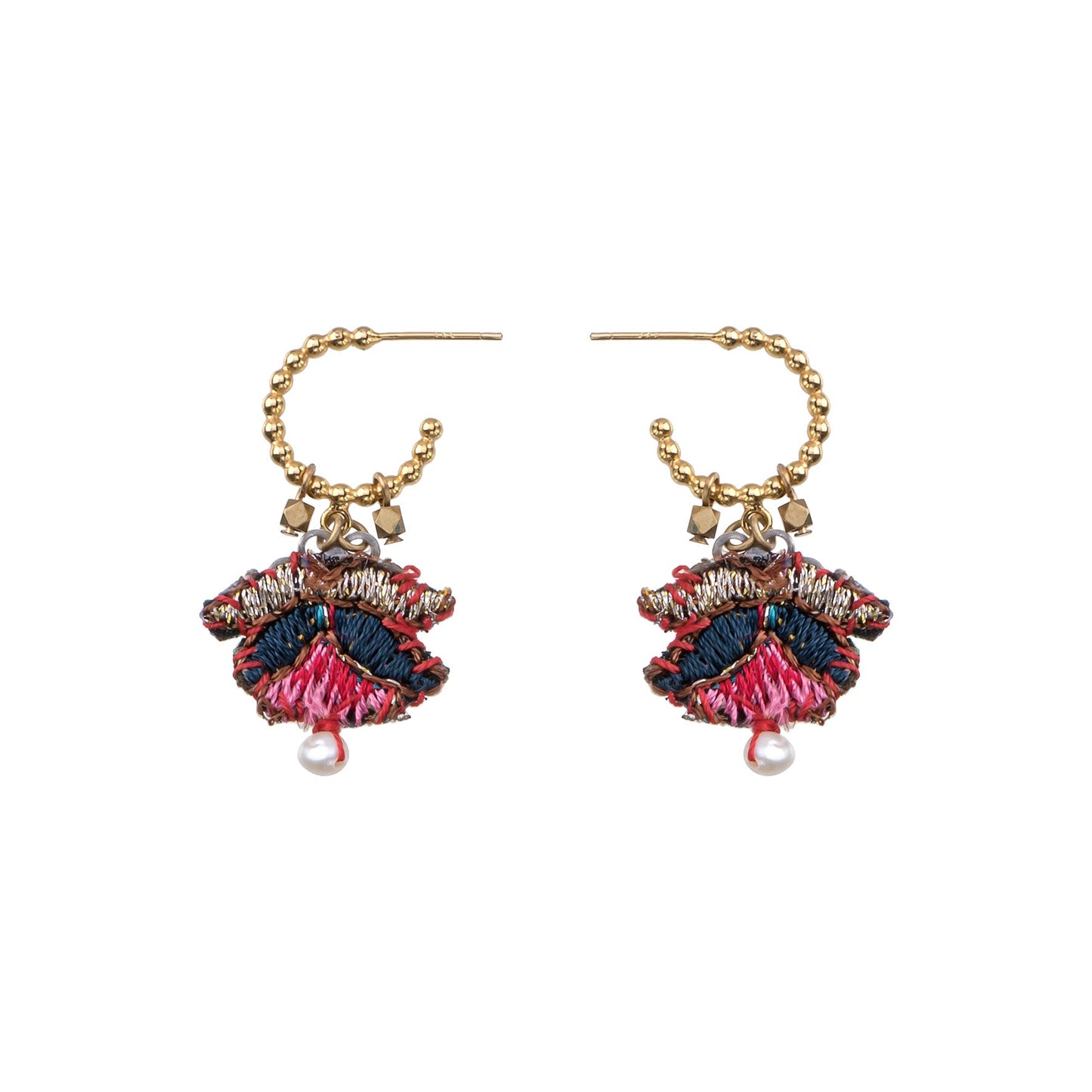 Small Hoop Earrings Embroidered Garden Set, Zara