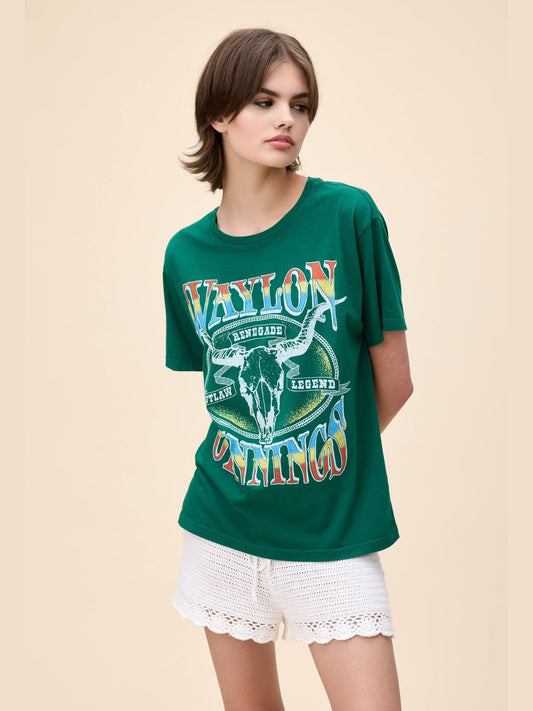 Waylon Jennings Outlaw Legend Boyfriend Tee