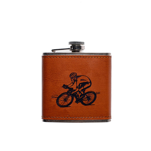 Leather Hip Flask - Cycling