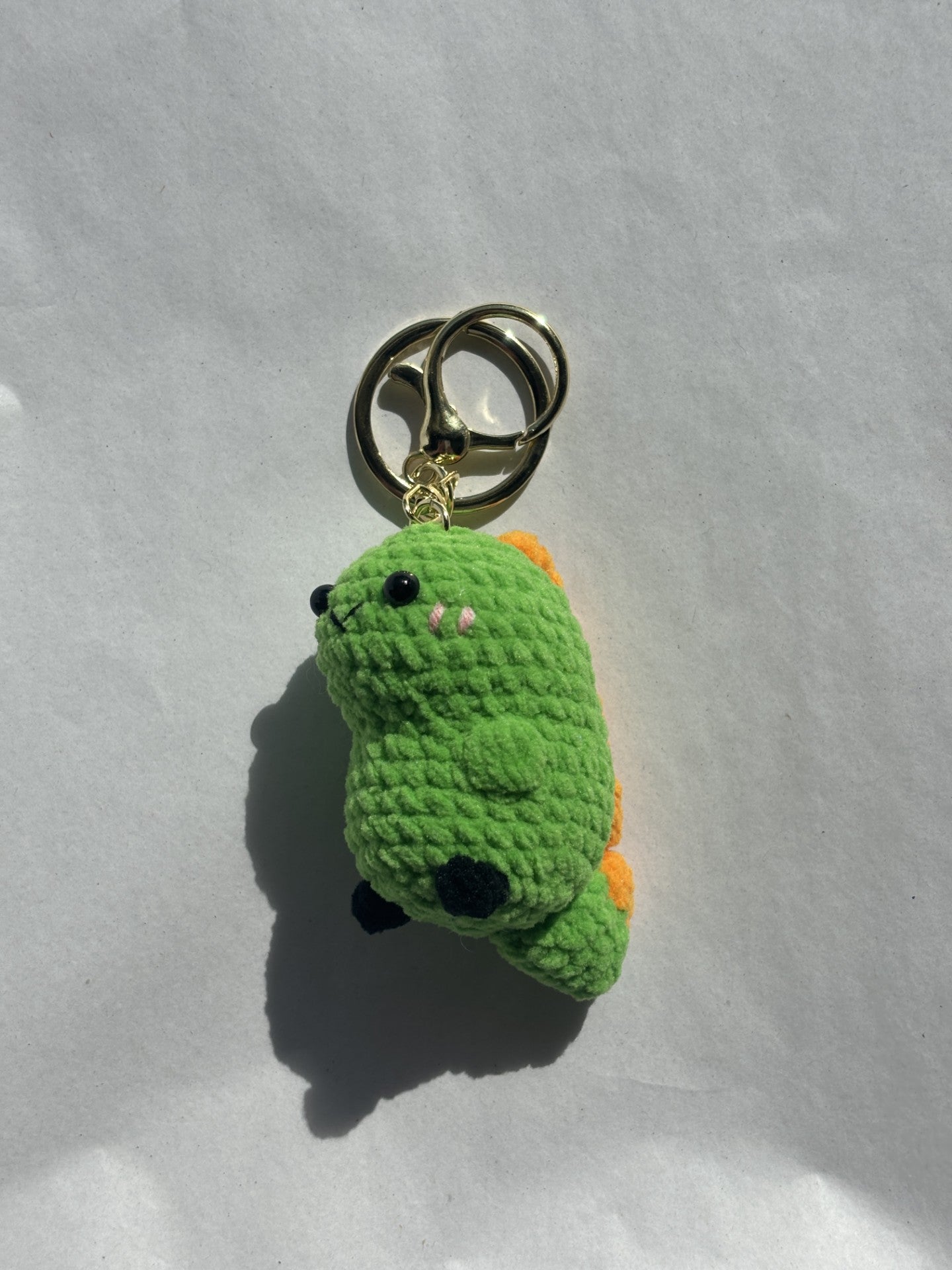 Crochet Keychain | Green Baby Dinosaur