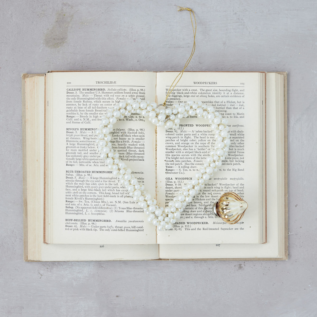 Metal & Faux Pearl Beaded Heart Ornament