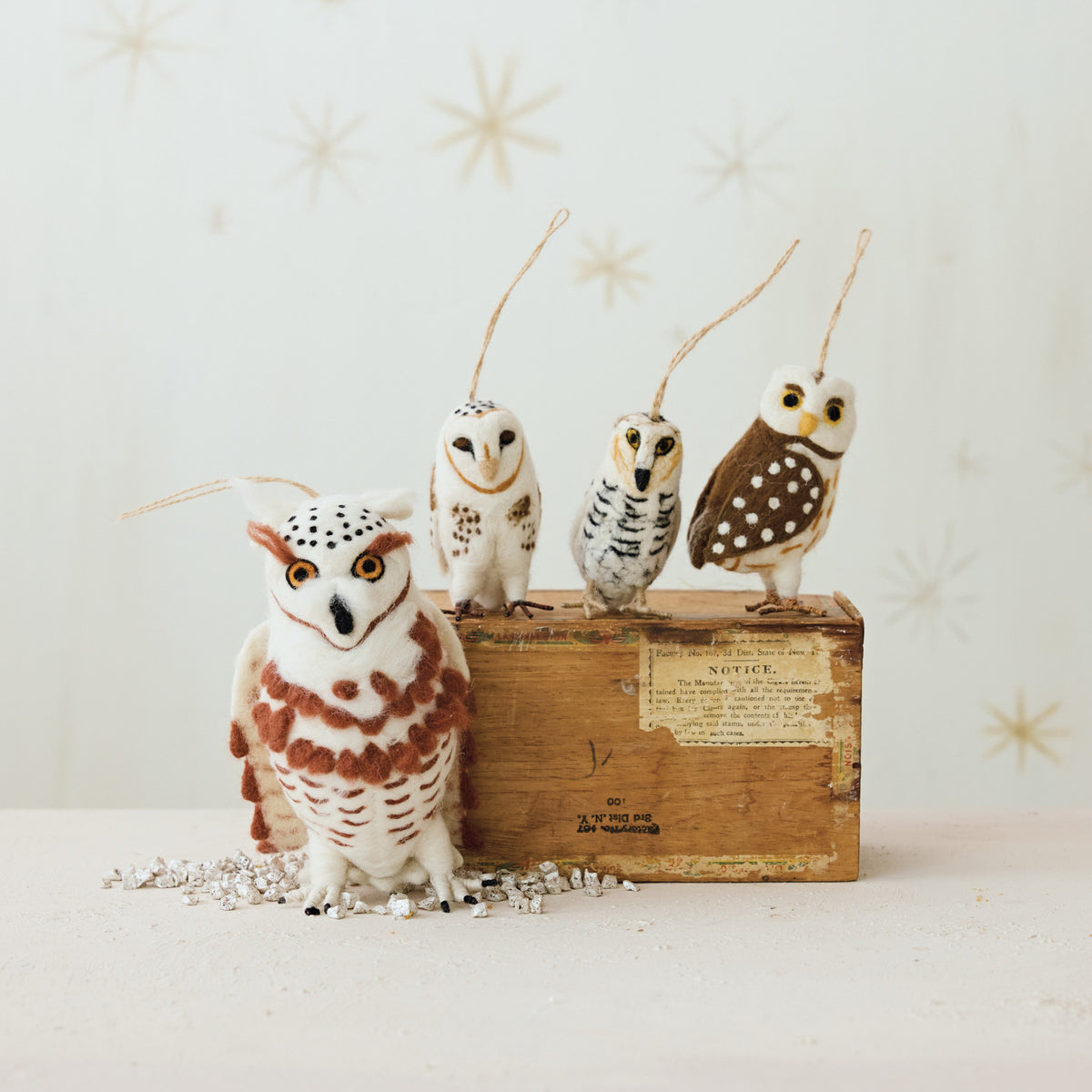 Handmade Wool Felt Owl Ornament, 3 Styles