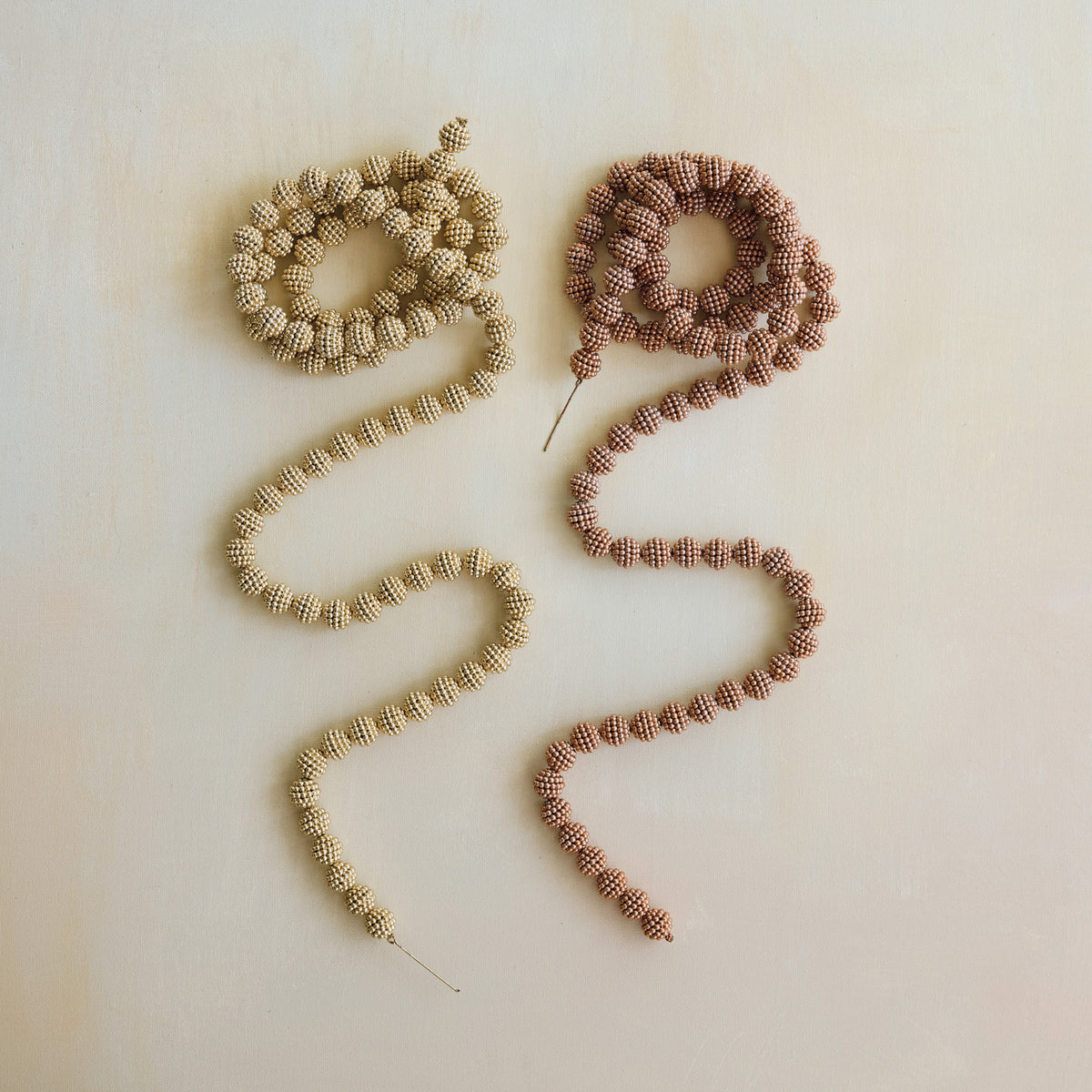Plastic Beaded Ball Garland, Gold Finish
