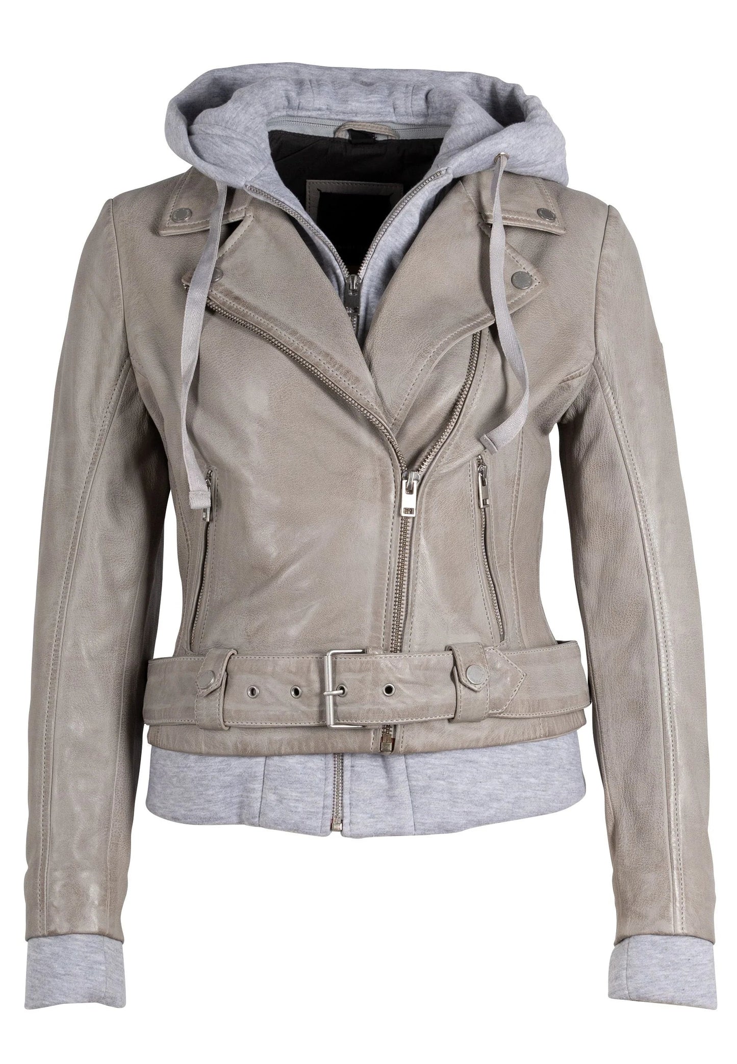 Freda Leather Jacket - Silver Grey