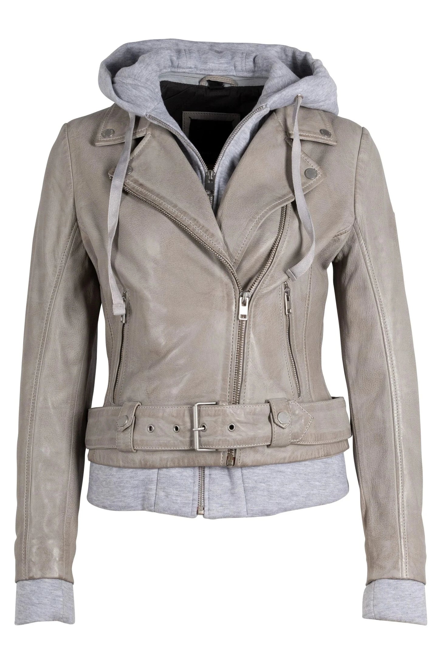 Freda Leather Jacket - Silver Grey