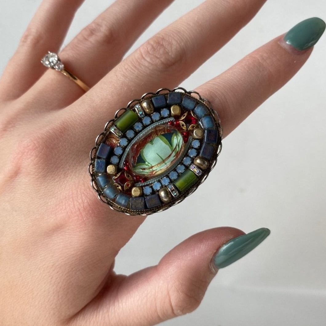 Ayala Bar- Oval Beaded Top Ring