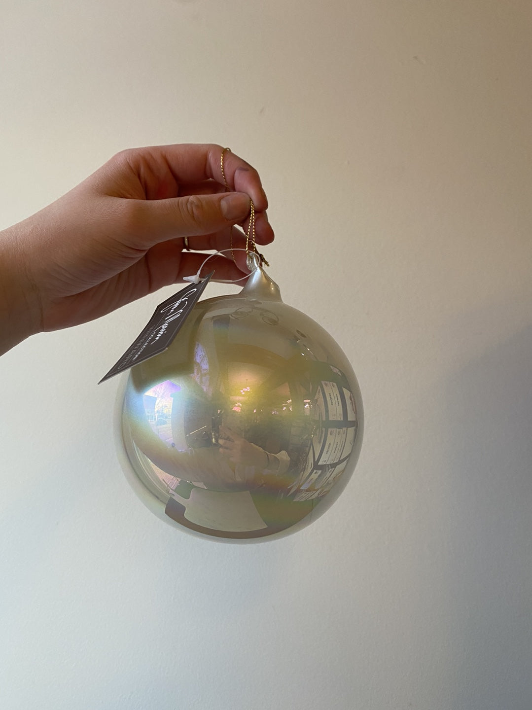 BubblegumPearl Glass Ball 120mm Ornament - Platinum