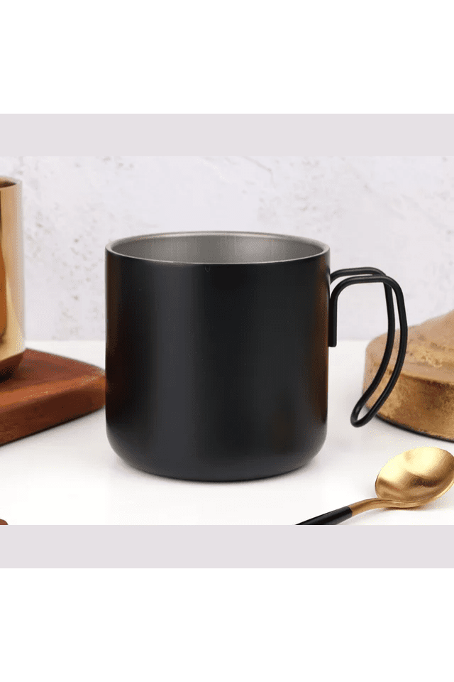 Stainless Steel Double Wall Coffe Mug - Black