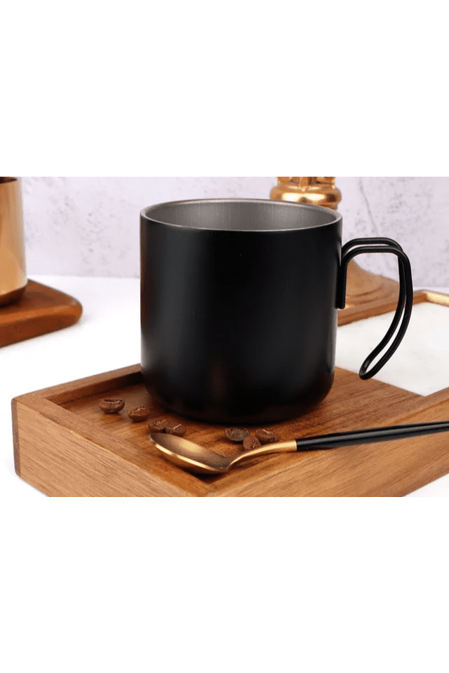 Stainless Steel Double Wall Coffe Mug - Black