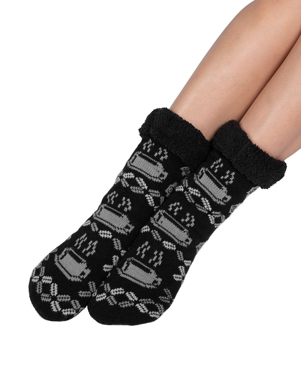 Coffee Cup Lounge Socks - Black