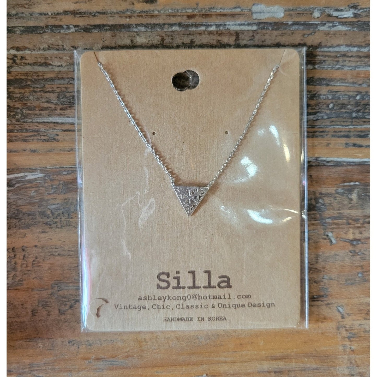 Geometric Web Triangle Necklace