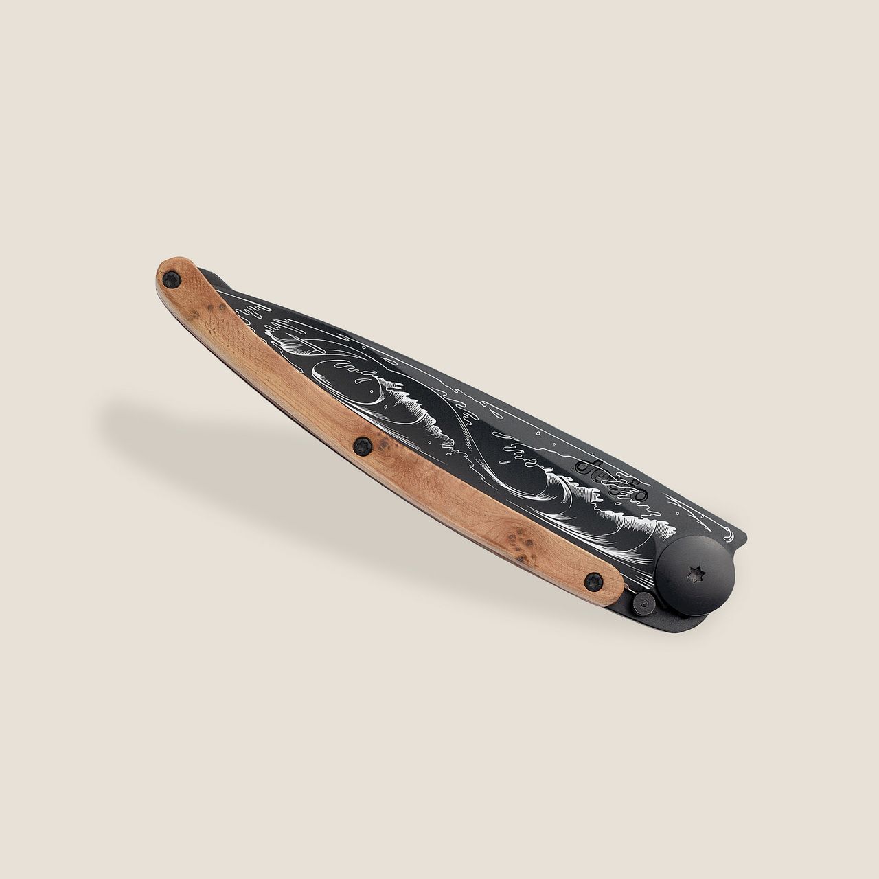 Deejo 37G Juniper Wood / Wave Pocket Knife