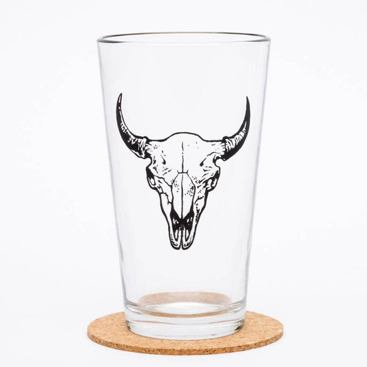 Buffalo Skull Pint Glass