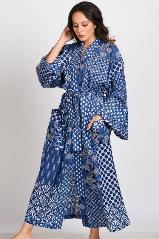 Long Kimono Robe - Indigo