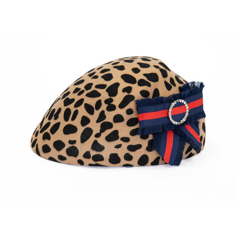 JETT Leopard Structured Wool Felt Beret