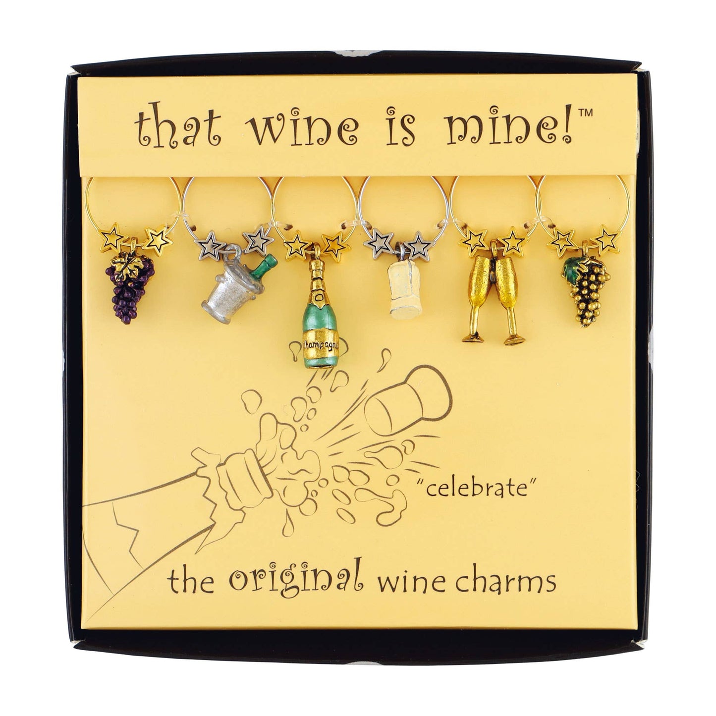 6-Piece Celebrate Painted Wine Charms