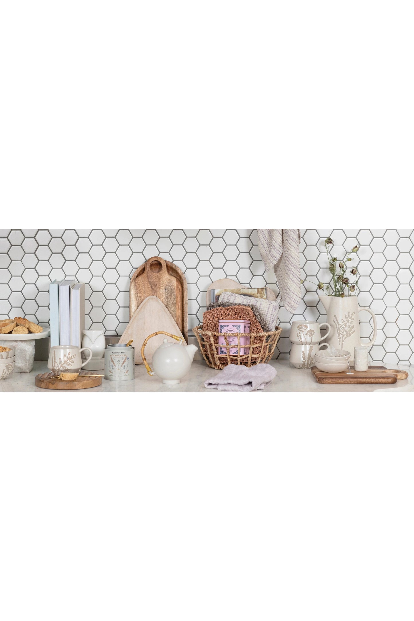 Stoneware Mug with Wax Relief Botanical Image