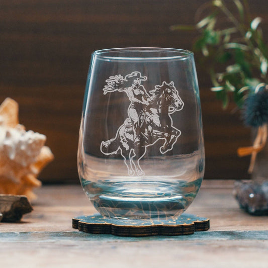 Cowgirl Stemless Wine Glasses