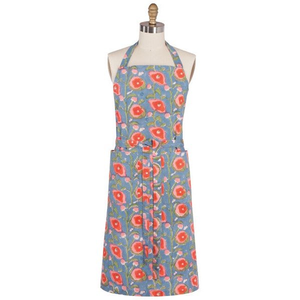 Block Print Apron - Poppy