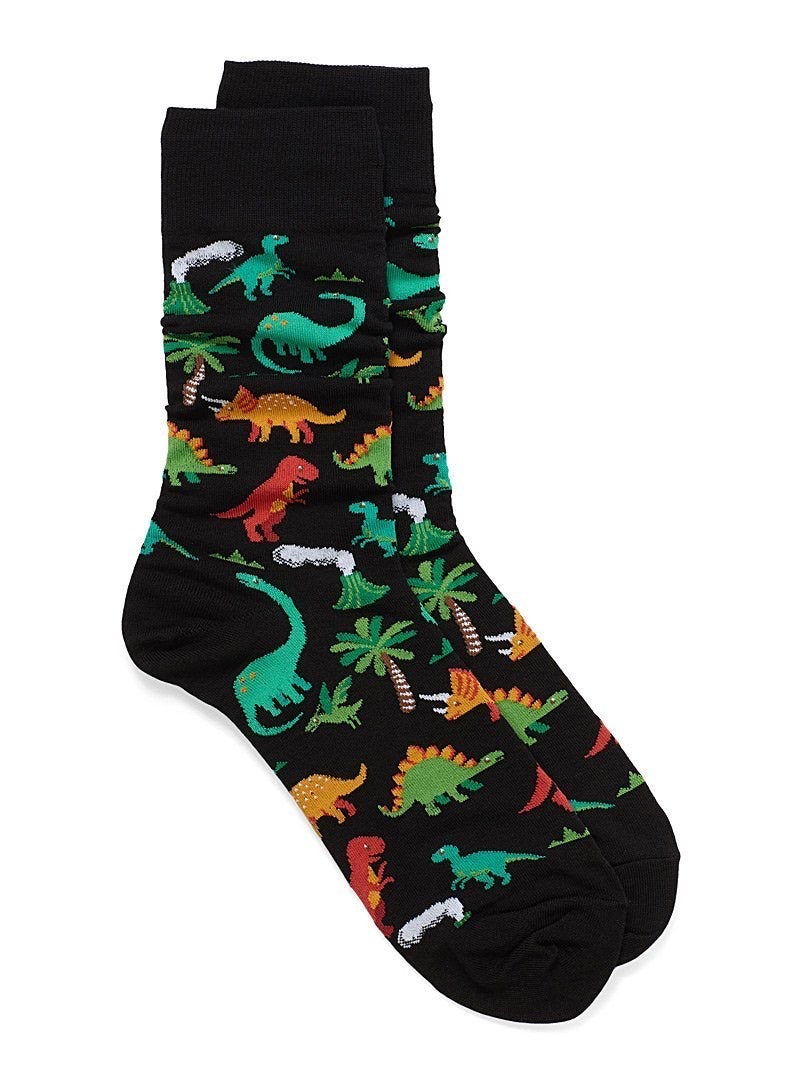 HOTSOX Men's Cartoon Dino Crew Socks