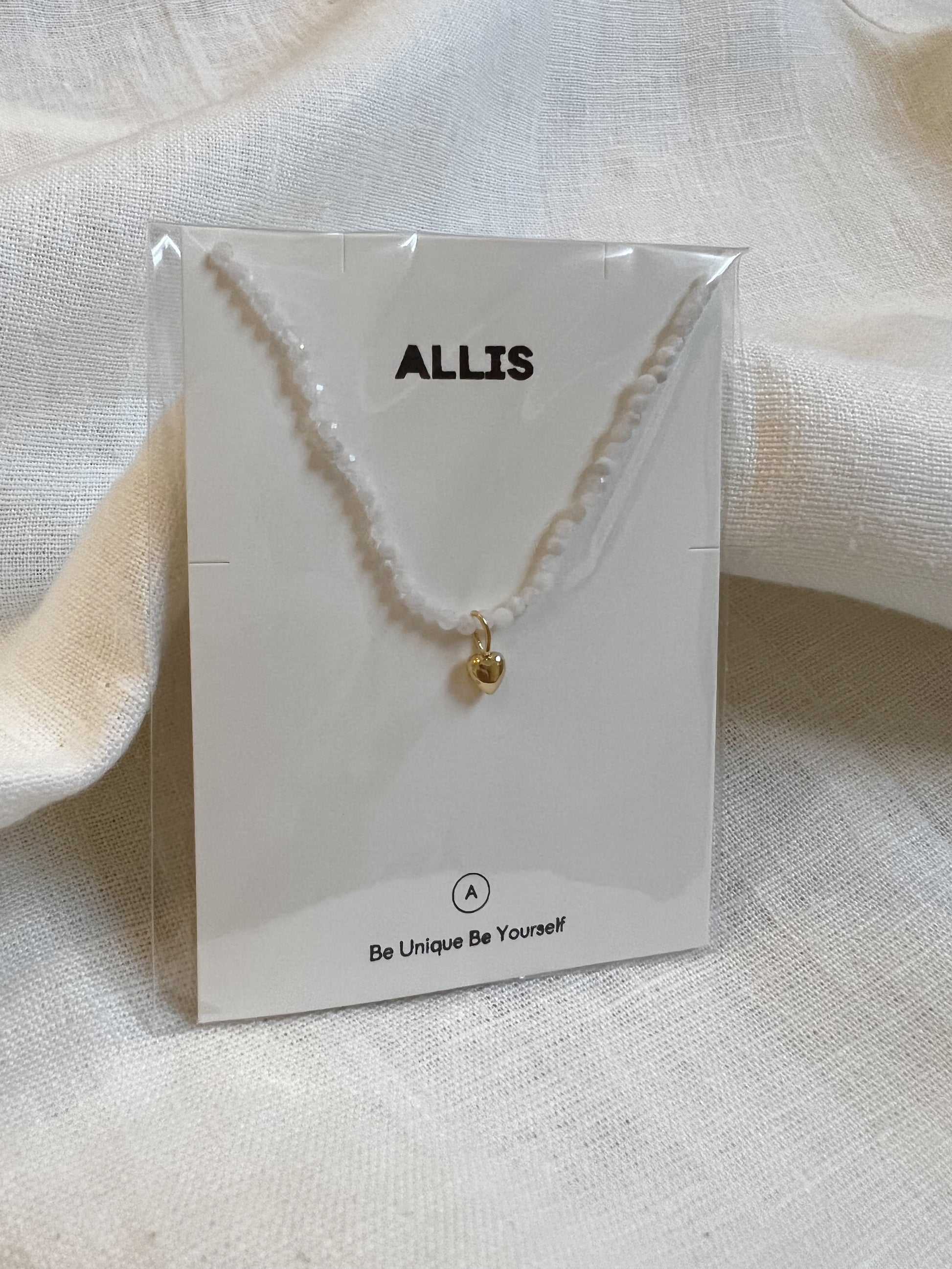 Crystal Beaded Necklace with Heart Pendant